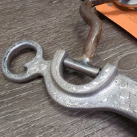 Aluminum LS High Port Western Curb Bit, Tooled Edges, Rope Stabilizer *gc, dirty, residue, gunk, scrapes, stains