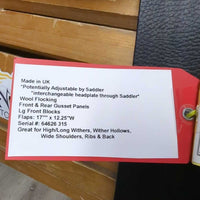 17.5" MW *5.75" *Adj (interchangeable Headplate) Albion Platinum Ultima Dressage Saddle, Red/Black Fleece Cover, Wool Flocking, Front & Rear Gusset Panels, Lg Front Blocks, Flaps: 17"" x 12.25"W Serial #: 64626 315