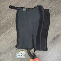 Synthetic Leather Half Chaps, Back Zips, "Crocodile" Trim, bag *vgc, mnr hair, dirt & rubs, peeled edge