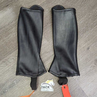 Synthetic Leather Half Chaps, Back Zips, "Crocodile" Trim, bag *like new/xc, mnr hair, scratches & rough edge