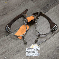 Flat Twistted Western Rowel Spurs, Plain Leather Spur Straps *vgc, clean & mnr dirty, widened, scrapes, oxidized