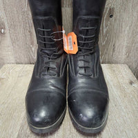 Field Boots, Zips 2x Gold Forms *vgc/gc, mnr pulled edge seams, clean, mnr stains, residue, scuffs, cut toe:R & rubs