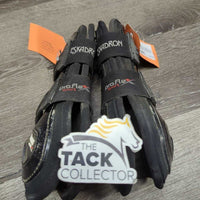 Pr Open Front Boots, tabs *gc/fair, v.dirty, faded, rubs, scuffs, sliced tab