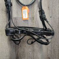 Rsd/Padded Monocrown Dressage Bridle, Bling, Crank, Flash, Bag, Tag *new