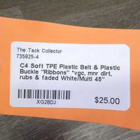 Soft TPE Plastic Belt & Plastic Buckle "Ribbons" *vgc, mnr dirt, rubs & faded