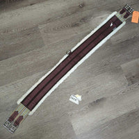 Cotton & Nylon Web Fleece Lined Girth, 2x els, D Ring *gc, clean, mnr hairy, clumpy, thin edges