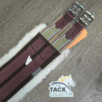 Cotton & Nylon Web Fleece Lined Girth, 2x els, D Ring *gc, clean, mnr hairy, clumpy, thin edges