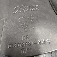 17.5" Adj *3XW Gullet In Bates Wide "Luxe" Dressage Saddle, 2 Lg Front Velcro Blocks, Purple Bates Cover, 2XW Gullet/Box, Leather Pouch: tool, book, balsam, CAIR Panels, Front & Rear Gusset Panels, Flaps 17"L x 12.5"W Serial #: DR 1801283-44 +17.5