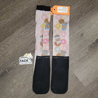 Pr Tall Boot Socks "Donuts" *gc, clean, rubs, faded, pills, snags/runs