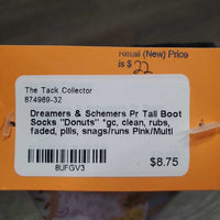 Pr Tall Boot Socks "Donuts" *gc, clean, rubs, faded, pills, snags/runs