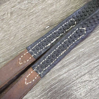 Thick Leather & Soft Rubber Roper - Barrel Loop Reins, 2x Conway Buckles *vgc/gc, clean, mnr stains, scrapes & rubs