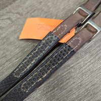 Thick Leather & Soft Rubber Roper - Barrel Loop Reins, 2x Conway Buckles *gc/fair, clean, stains, residue, film, v.creased, ?folds & wavy, xholes