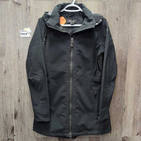 Mid Length Technical Jacket, Fleece Lined, Hood, Zipper *like new/xc
