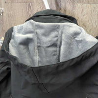 Mid Length Technical Jacket, Fleece Lined, Hood, Zipper *like new/xc