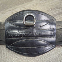 Padded Foam Center Leather - 2x Long Elastic Dressage Short Girth, D Ring *gc, dirty, hairy, creases, rubs