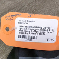 Riding Gloves *gc/fair, v.snagged, rubbed & pilly, thin edges & finger ends, faded