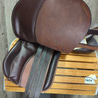 17 W *5.5" Flair All Purpose, Stirrup Leathers, Blue/Green Fleece Saddle Cover, Synthetic Wool Flocking, Rear Gusset Panel, Xlong & Large Front & Back Pencil Rolls, Flaps: 15"L x 13"W
