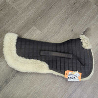 Quilt & Sheepskin Half Pad, Rolled Edges *gc/fair, clean, rubs, pills, flattened *Pommel: holey, thin, v.clumpy & stained