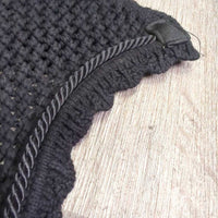 Crochet Fly Veil Ear Bonnet, Soundproof Ears, piping, mesh ear edges *vgc, clean & mnr inner dirt?fading, older?