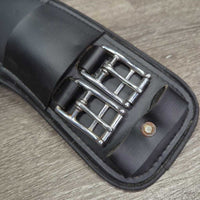 Anatomical Padded Synthetic Dressage - Short Girth, Center Strap *gc, clean, rust, edges: rubs & curled, hairy seams, faded, mnr stains, rubs