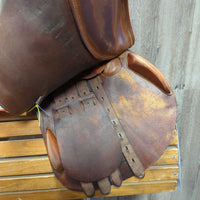17.5" M *4.75" Amerigo Farouche Close Contact, 2 Billet Guards, Yellow Amerigo Cover, Med Front & Back Blocks, Wool Flocking, Flaps: 13.5" W x 13.5"W Serial # 17 1/2 N 1055036 M 2