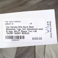 Euro Seat Breeches *vgc, mnr discolored seat & legs, SPLIT Zipper