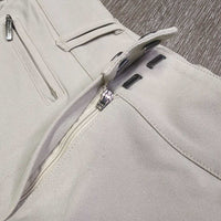 Euro Seat Breeches *gc, dirty & stains, rubs, pills, puckers, pulled seat seam, Broken Zipper Tab, stained seat & legs
