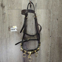 Leather Lungeing Cavesson, Brass Nutcracker Noseband *xc/like new, clean