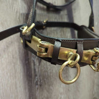 Leather Lungeing Cavesson, Brass Nutcracker Noseband *xc/like new, clean