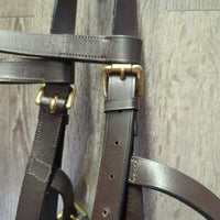 Leather Lungeing Cavesson, Brass Nutcracker Noseband *xc/like new, clean