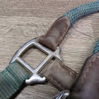 Nylon Rope & Web Leather Trimmmed Halter, adj, snap *vgc/gc, dirt, rubs, frays