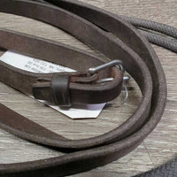 Narrow Nylon Rope & Leather Draw Reins, Girth Connectors *gc/vgc, dirty, residue, rubs, twist