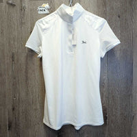 SS Show Shirt, 1/4 Zip Up, Snap Collar, Mesh Sleeves & Shoulders, perforations *xc, v.mnr stains