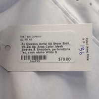 SS Show Shirt, 1/4 Zip Up, Snap Collar, Mesh Sleeves & Shoulders, perforations *xc, v.mnr stains