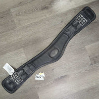 Thick Padded Leather Anatomical Short - Dressage Girth, 2x els *gc, mnr dirt, film, residue & creases, hollow spots