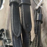 Rsd/Padded Monocrown Dressage Bridle, Crank, Throat, Padded Reins, Finger Stoppers, Bag *vgc, clean, mnr dirt/residue, rubs, threads & creases