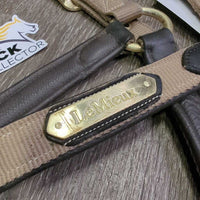 Nylon & Padded Leather Halter, snap, adj *vgc, dirt?stains, residue, mnr scrapes & edge rubs, scratches