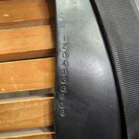 18" *Med/Wide *5.5" Hanover by Verhan Dressage Saddle, 2 Lg Front Velcro Blocks, Gold Verhan Fleece Cover, Wool Flocking, Flaps: 15.75"L x 12"W Serial # 1204133018