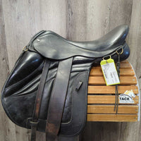18 XW *6.75" Black Country Vinici Monoflap Dressage Saddle, x4 laces, Wool Flocking, Front & Rear Gusset Panels, Flaps: 15.5"L x 14"W Serial #: 11021 18M W Springtree