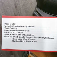 18 XW *6.75" Black Country Vinici Monoflap Dressage Saddle, x4 laces, Wool Flocking, Front & Rear Gusset Panels, Flaps: 15.5"L x 14"W Serial #: 11021 18M W Springtree