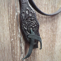 Tooled Leather Headstall, 2 laces, Narrow Adjustable Loop Reins, snaps *like new