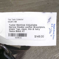 Adjustable Narrow Double Leather Breastplate, snaps *vgc, clean, thin & hairy fleece