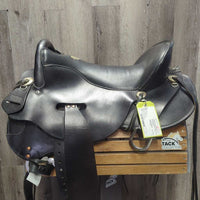 17" *W 6/6.25 Tucker Gen II "Tevis" Endurance Saddle, 2x: Hobble Straps, Endurance Stirrups & Latigos, Padded Perforated Seat, Serial # 151-710-6153-4C 2013 1990