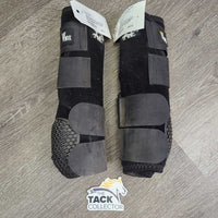 Closed Hind Skid Sport Boots, velcro *gc, mnr dirt, hair & stains