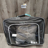 Rainsheet, tail, 2 legs, bag * fair, v.dirty, poopy, muddy, hairy, mnr rust, threads, wpf?, faded