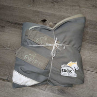 Rainsheet, tail, 2 legs, bag * fair, v.dirty, poopy, muddy, hairy, mnr rust, threads, wpf?, faded