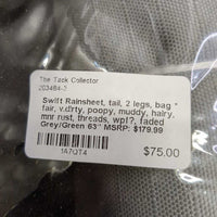 Rainsheet, tail, 2 legs, bag * fair, v.dirty, poopy, muddy, hairy, mnr rust, threads, wpf?, faded