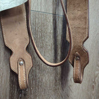Thick Wide Beaded Cheeks Headstall, Suede, Buckstitch, tag *new, mnr stains