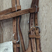 Thick Wide Beaded Cheeks Headstall, Suede, Buckstitch, tag *new, mnr stains