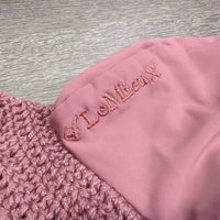 Crochet Ear Bonnet Fly Veil, Satin, x2 piping *xc, clean, mnr puckers